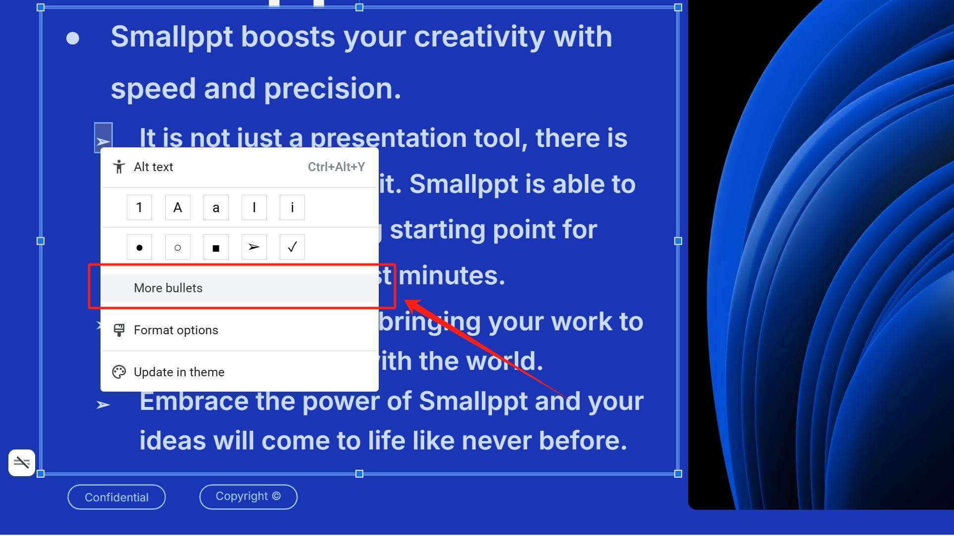 Make a Bullet Point on Google Slides