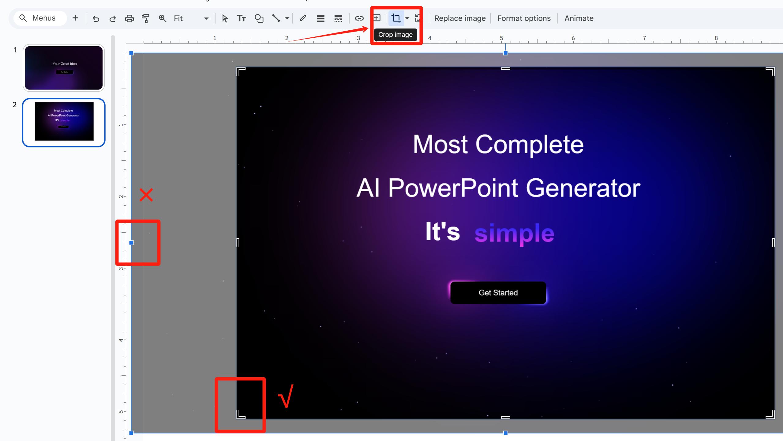 Comment recadrer des images dans Google Slides