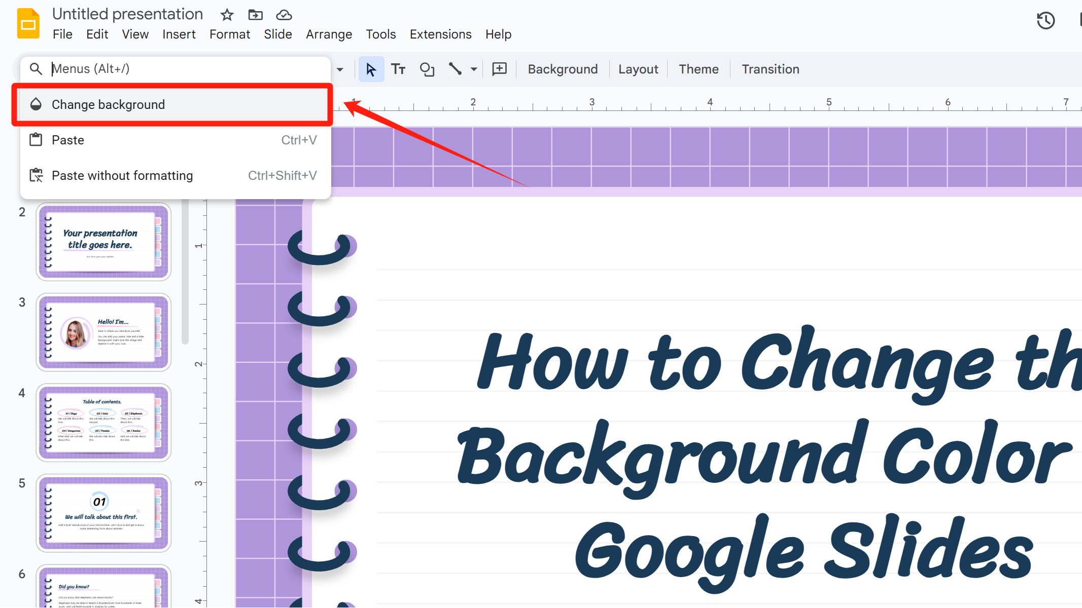 How to Change the Background Color in Google Slides