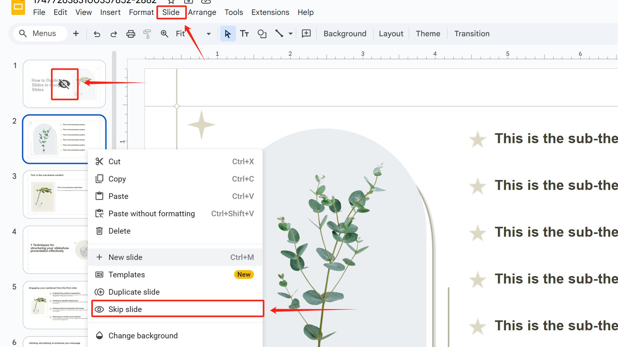 How to Hide Slides in Google Slides