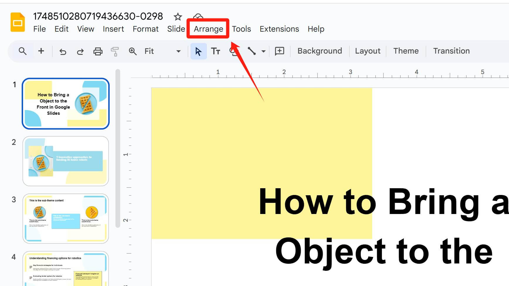 How to Bring a Object to the Front in Google Slides