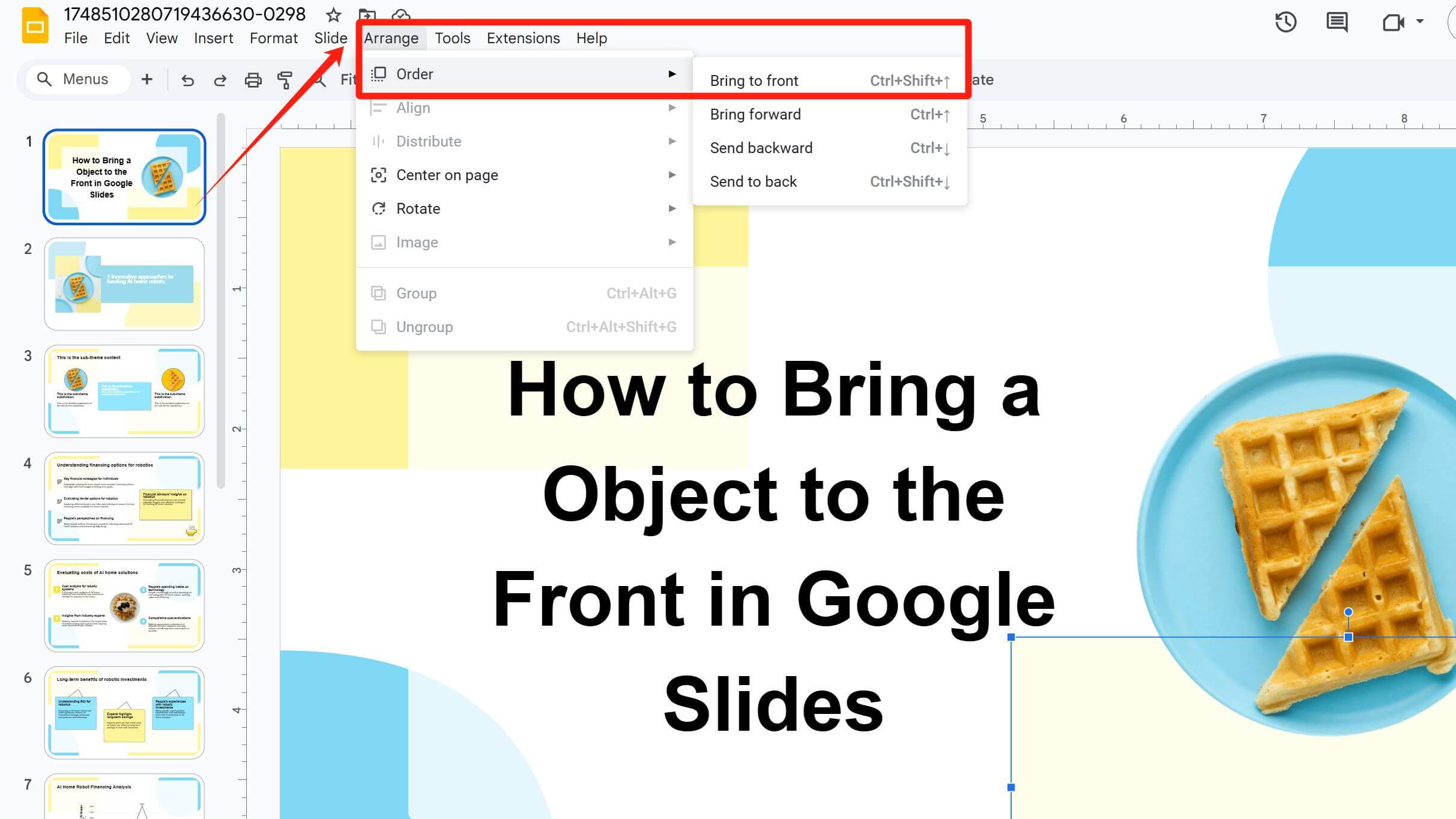 How to Bring a Object to the Front in Google Slides