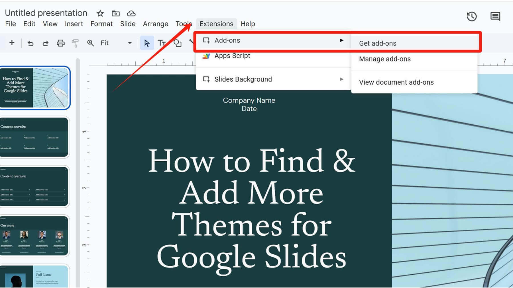 Use Google Slides Add-ons to Find More Themes​​