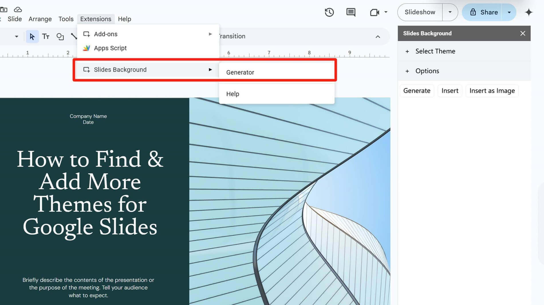 Use Google Slides Add-ons to Find More Themes​​