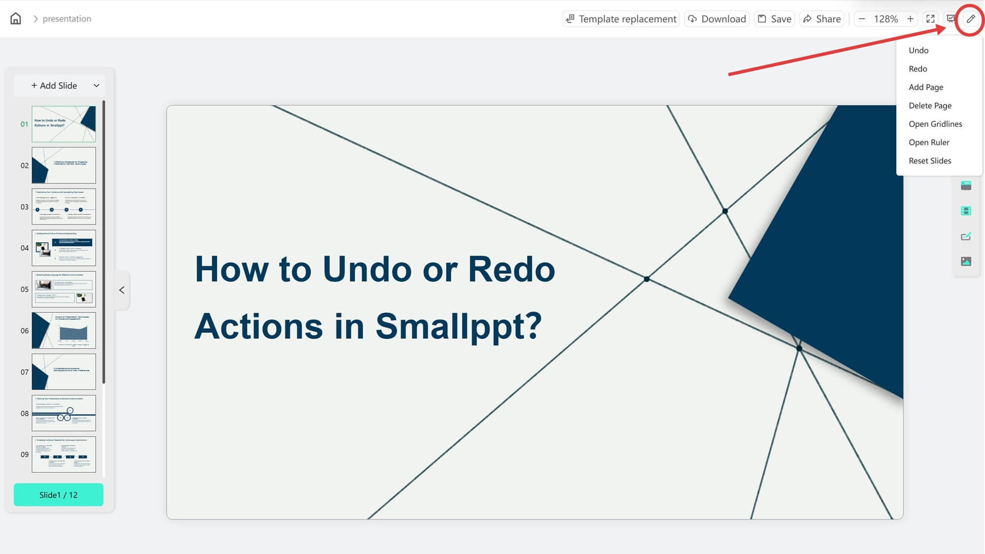 Cara Membatalkan atau Mengulangi Tindakan di Smallppt?