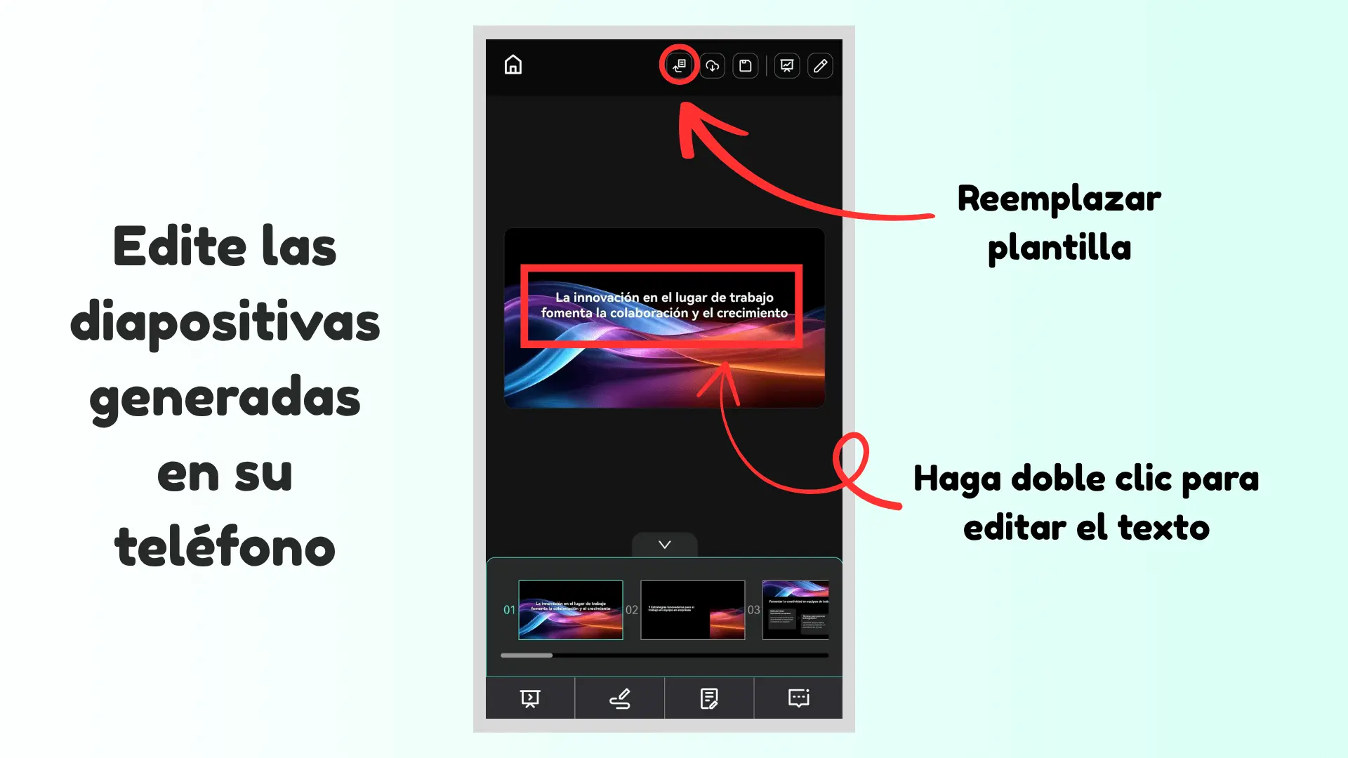 Edite las diapositivas generadas en su teléfono
