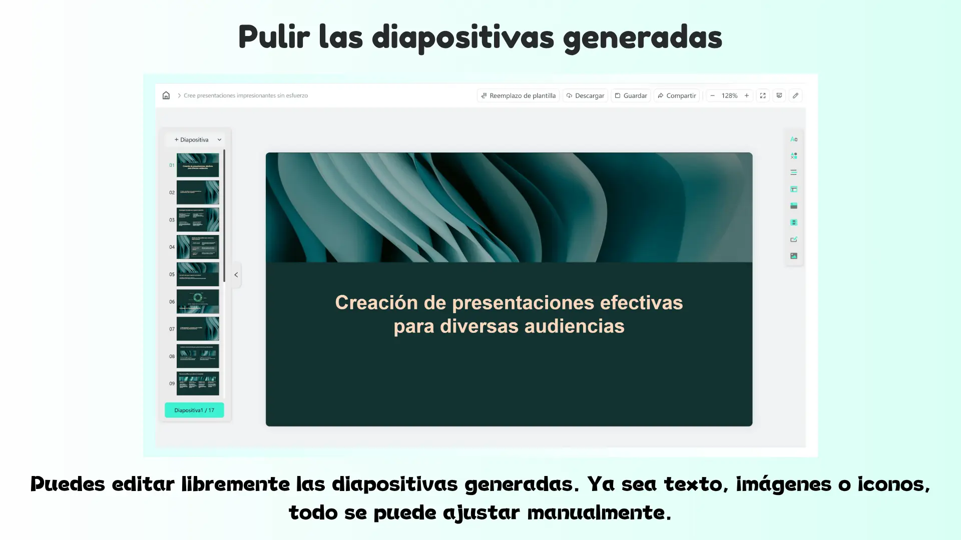 Pulir las diapositivas generadas