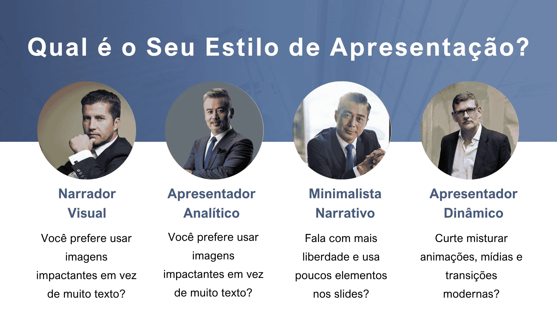 Four different presentation styles.