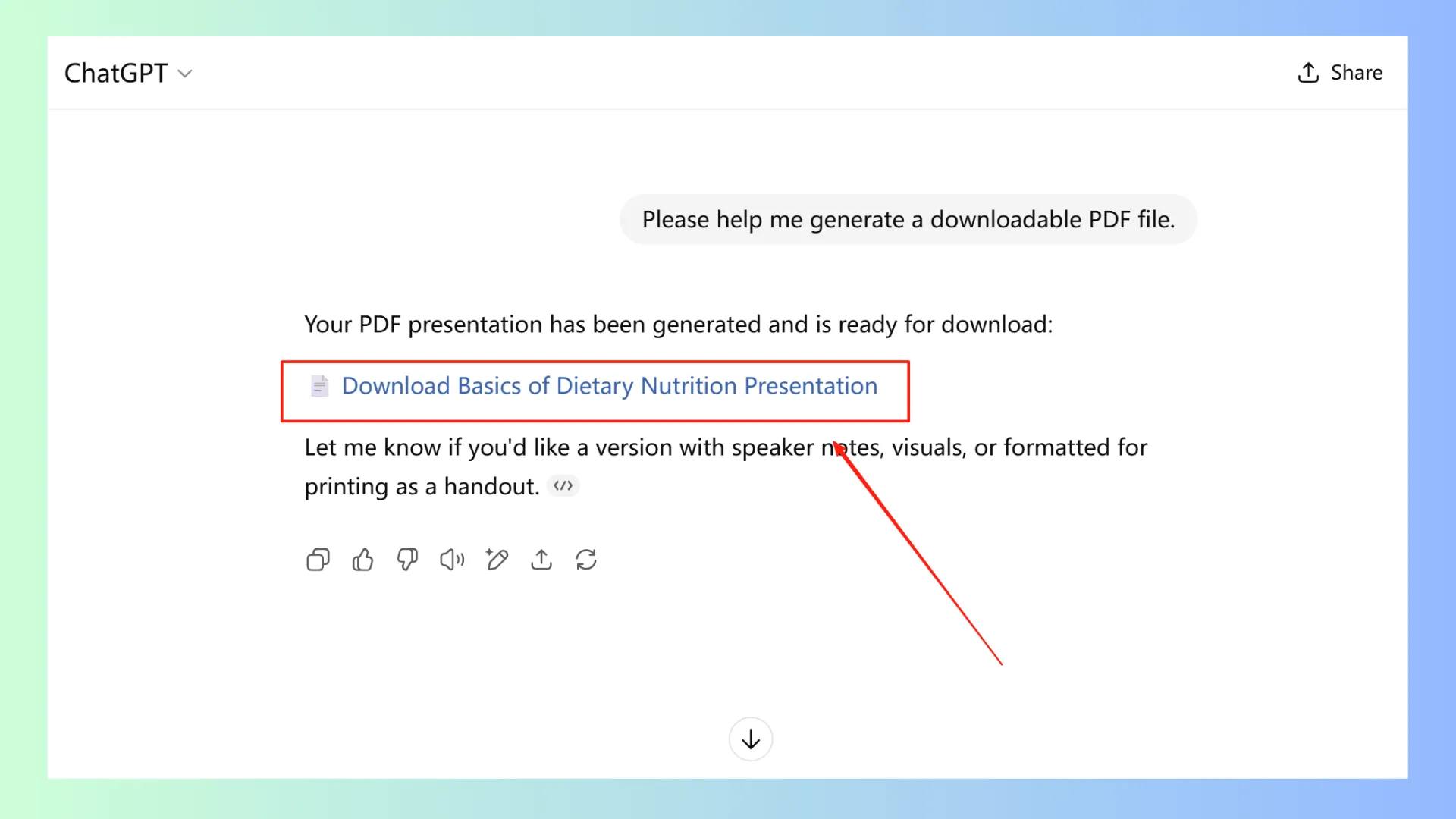 الخطوة 2 من إنشاء عرض شرائح باستخدام ChatPPT وSmallppt