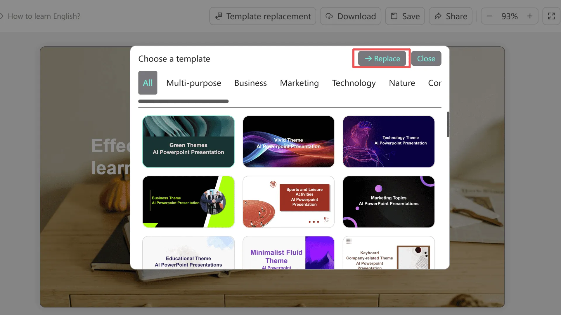 Schnelle Vorlagenwechsel-Funktion in Smallppt