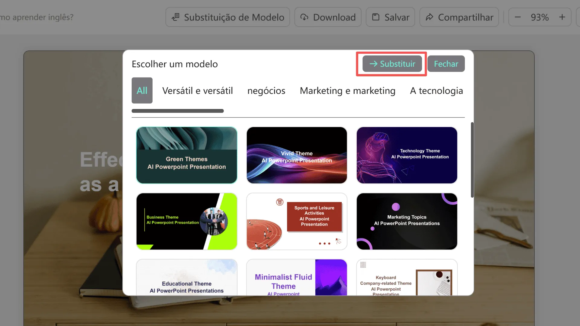 Quick template switching feature in Smallppt
