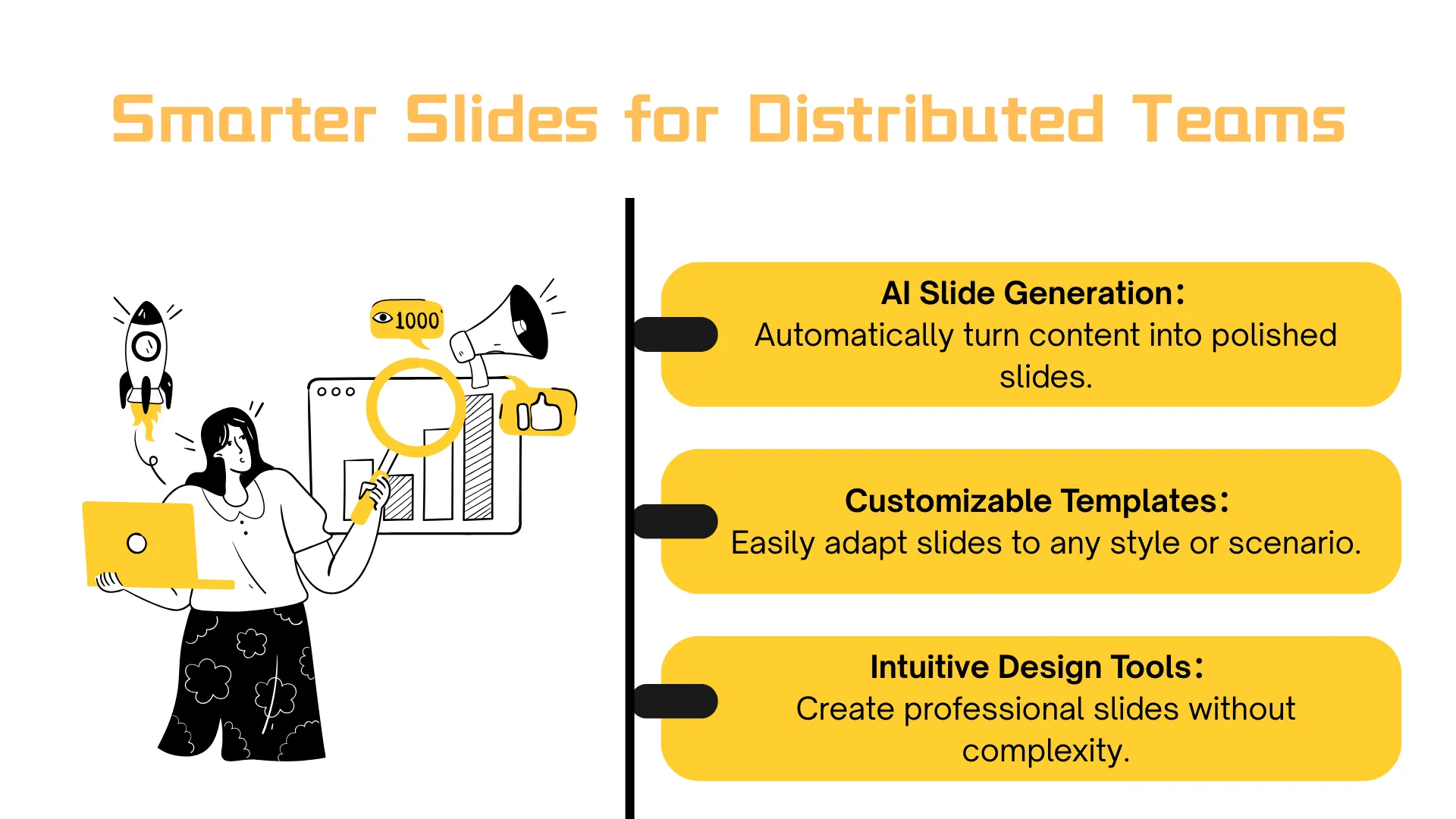 Distributed team working together with Smallppt AI slides
