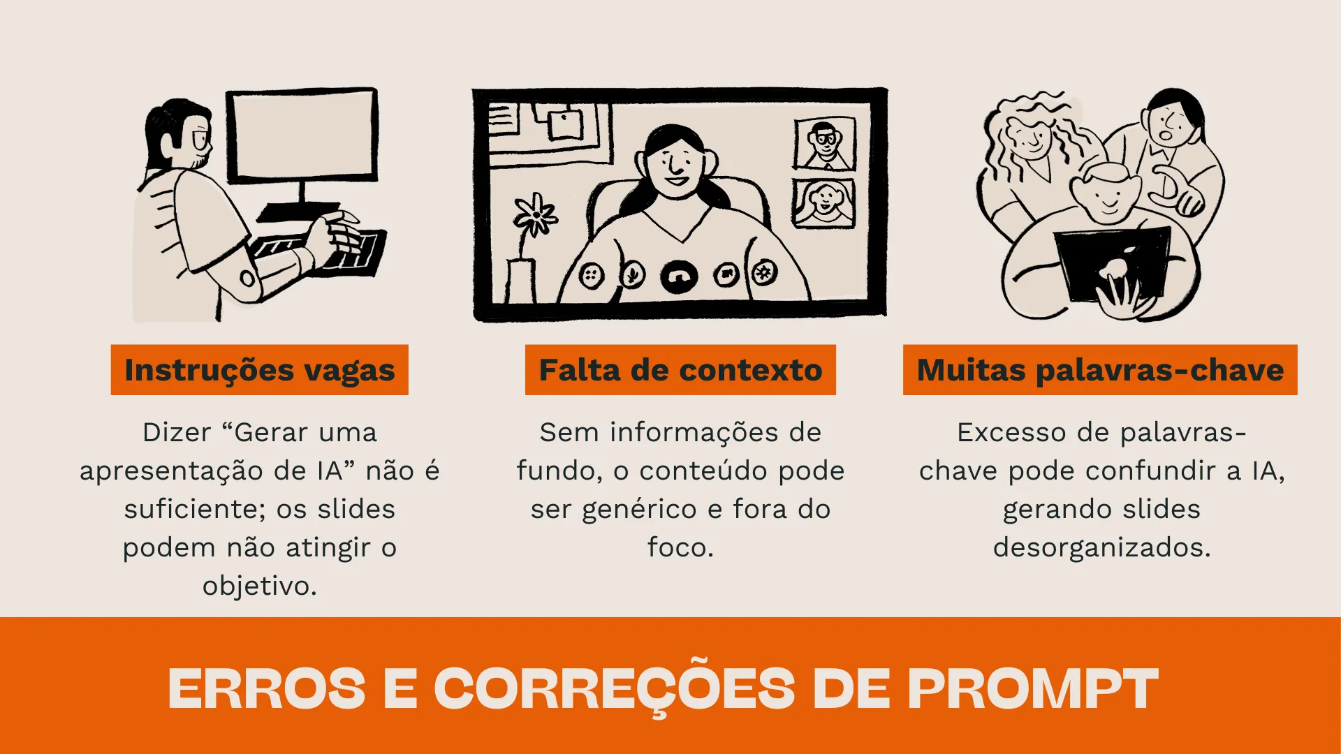 Erros comuns de prompt na criação de slides de IA