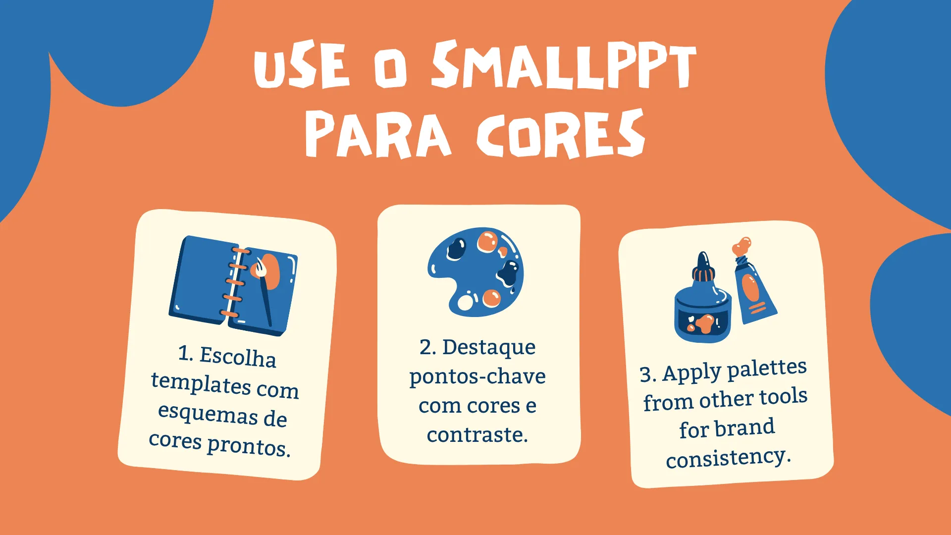 Usando ferramentas de cores Smallppt para aprimorar o pitch deck e o design da apresentação