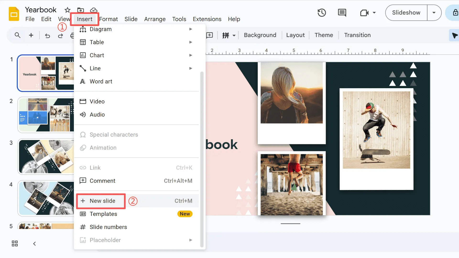 Sisipkan pemisah bagian di Google Slides