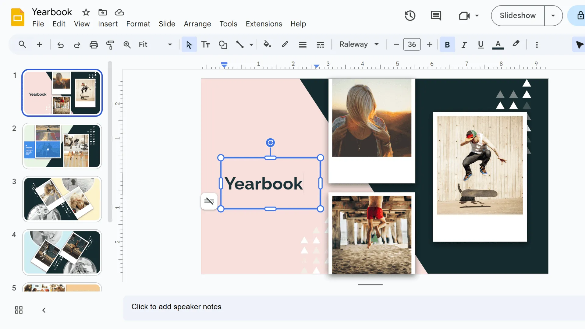 Masukkan judul atau heading di kotak teks Google Slides
