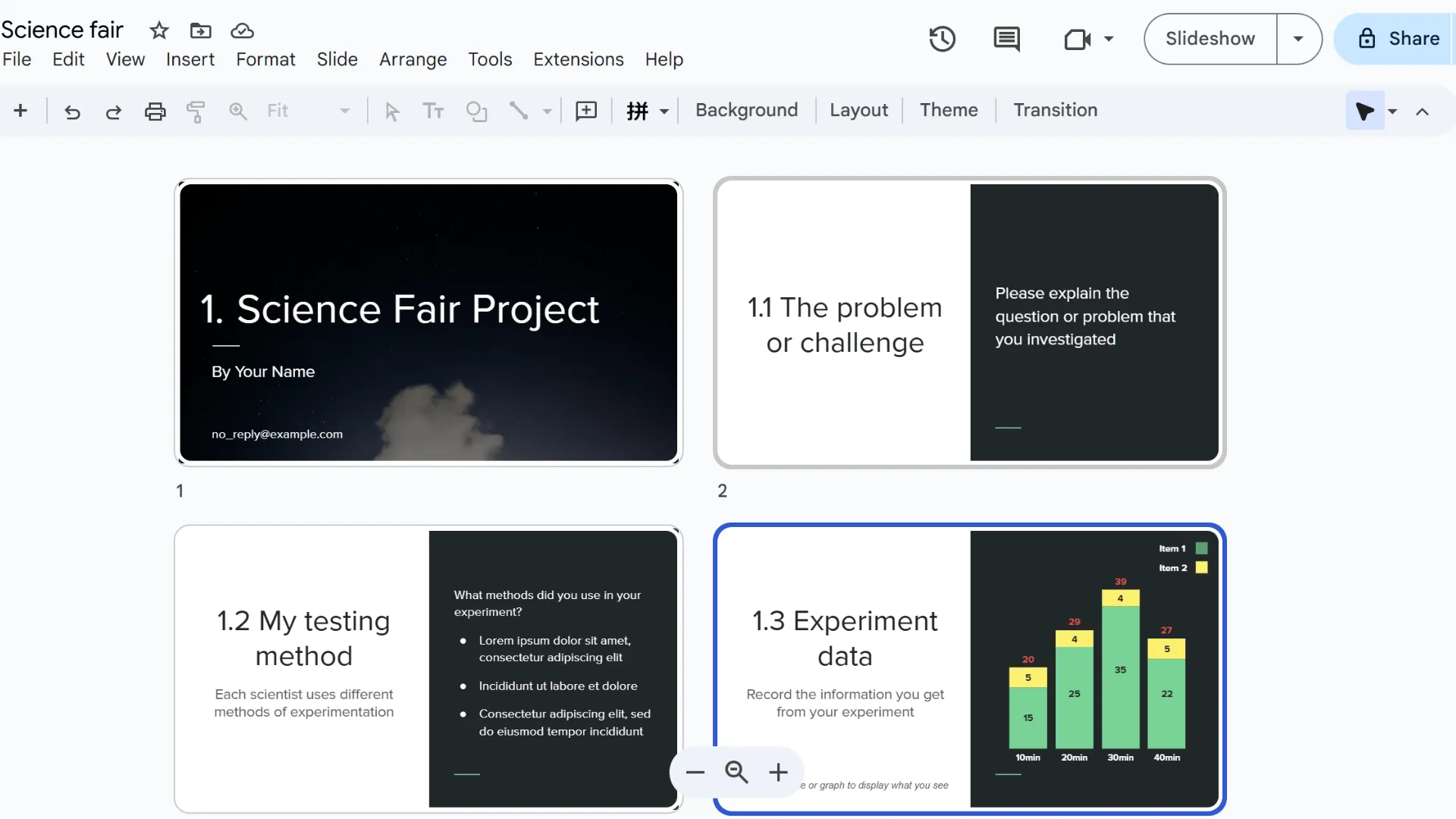 Penomoran bagian dan subjudul di Google Slides
