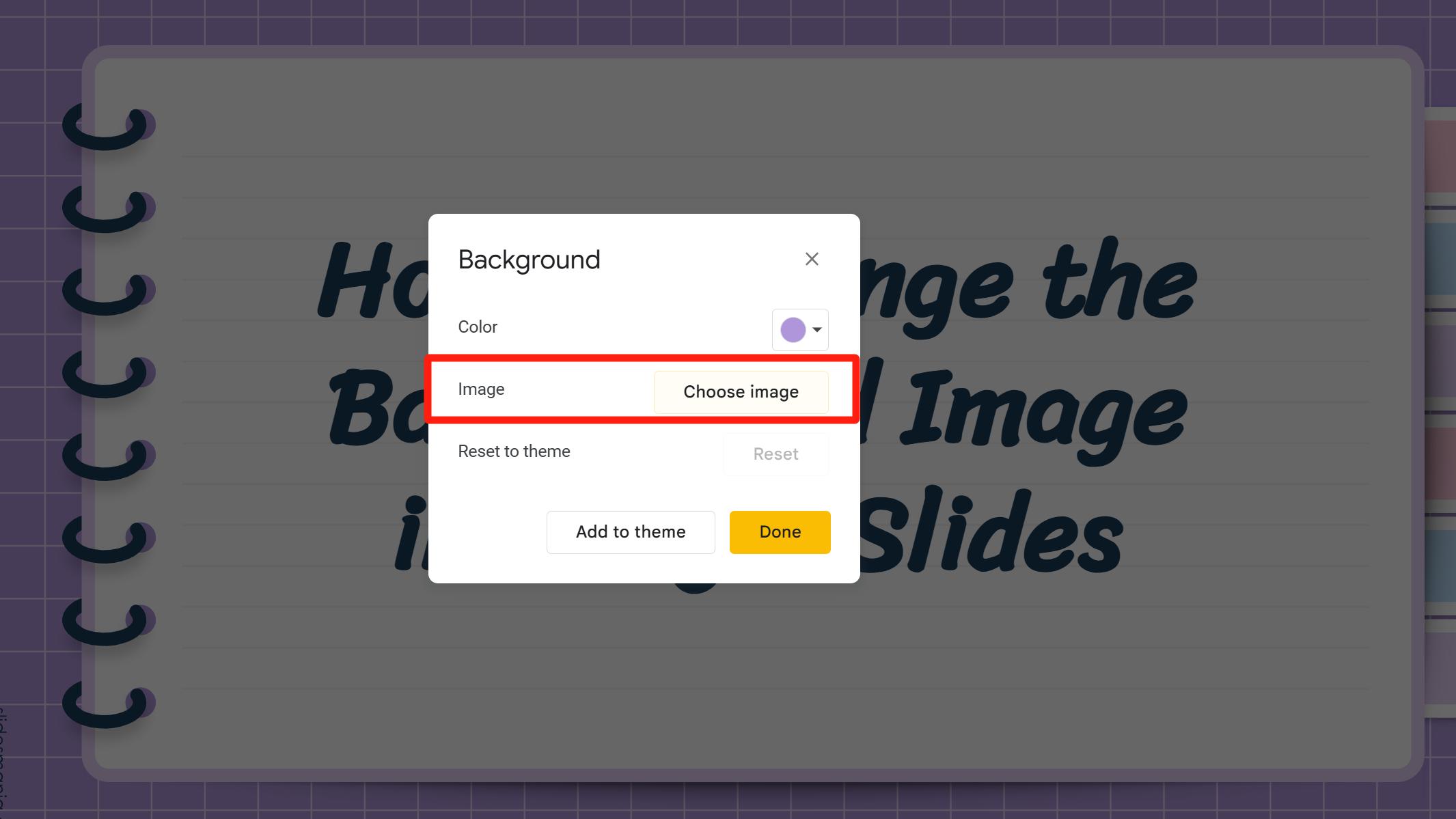 How to change the Background Image in Google Slides
