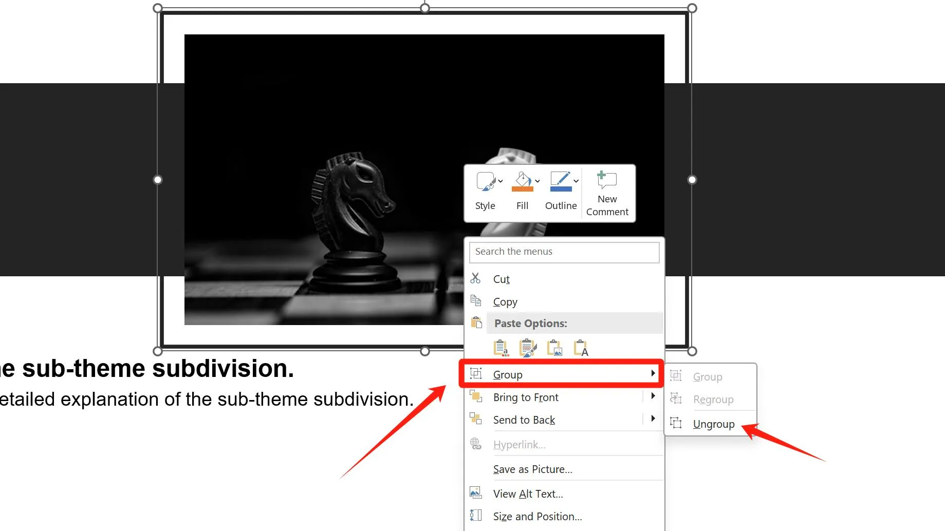 How to Ungroup Elements in PowerPoint