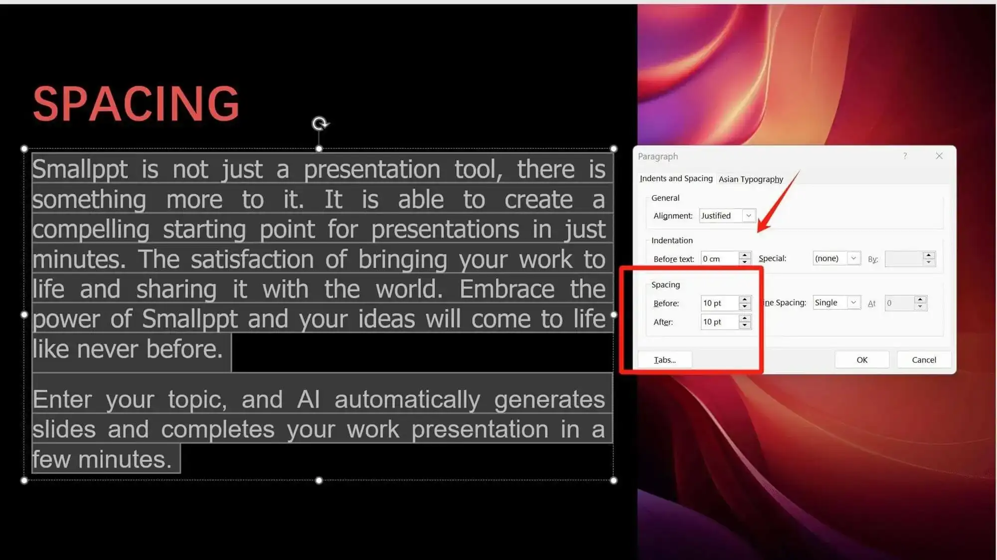 Adjust Paragraph Spacing