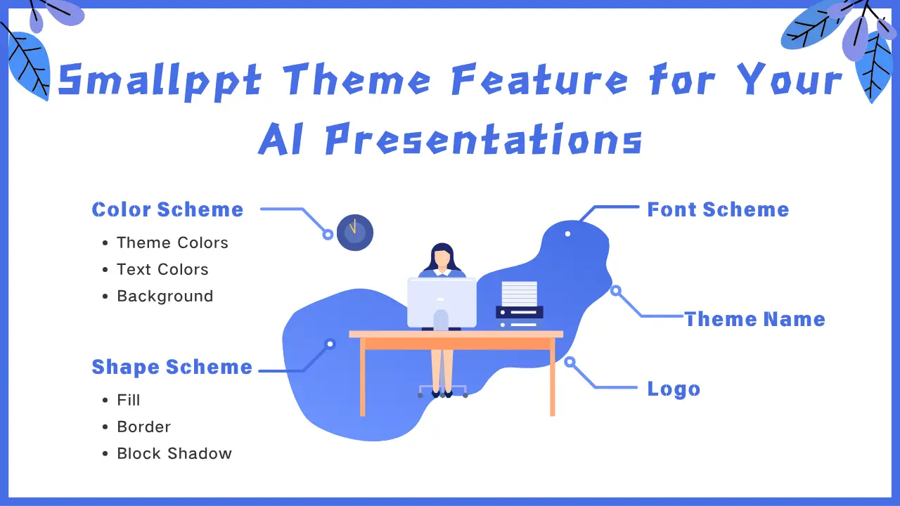 ميزة موضوع Smallppt: تخصيص الألوان، والخطوط، والشعارات لعروضك التقديمية بالذكاء الاصطناعي
