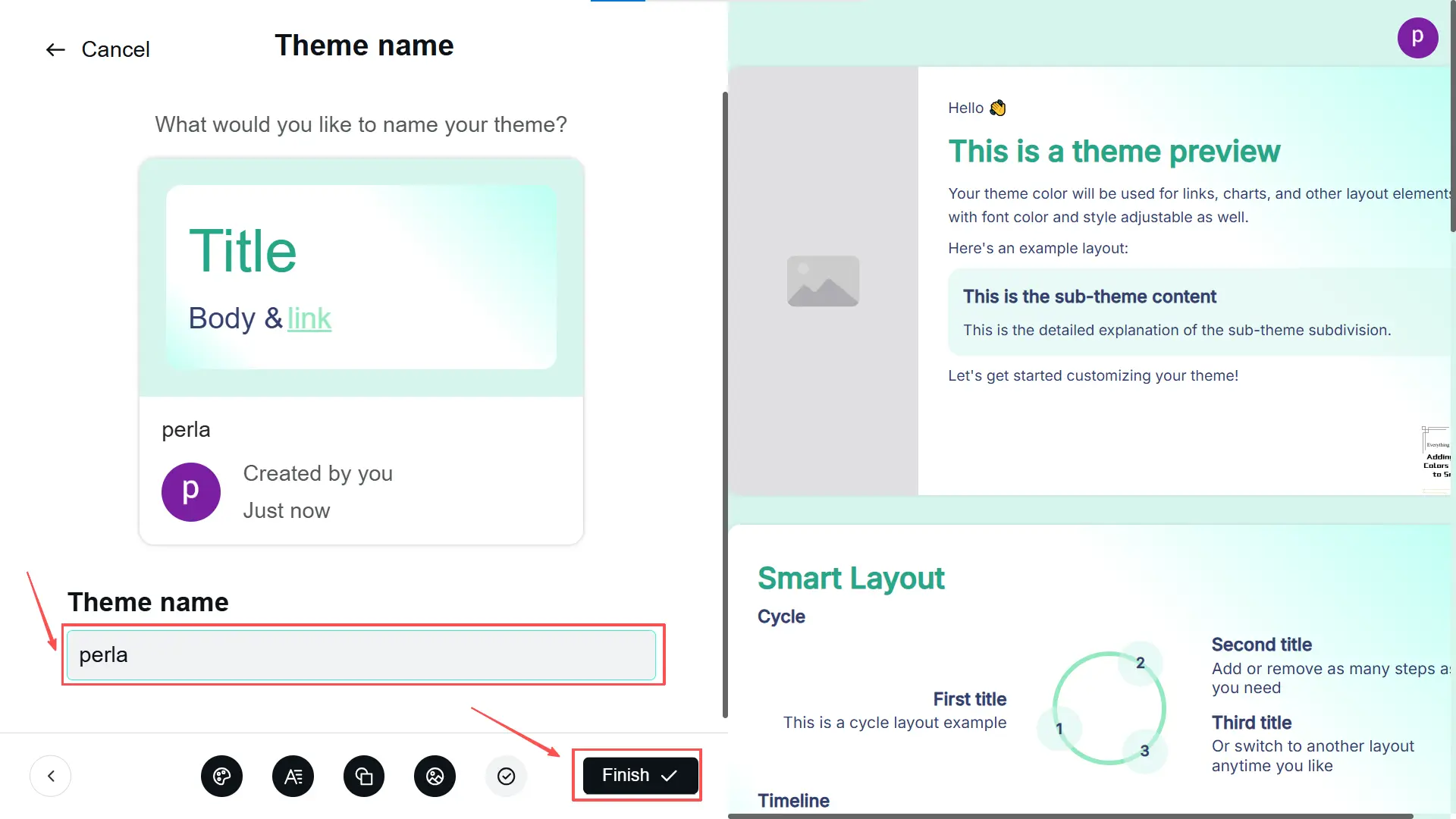 Dê ao seu novo tema um nome claro e reconhecível para fácil uso futuro.
