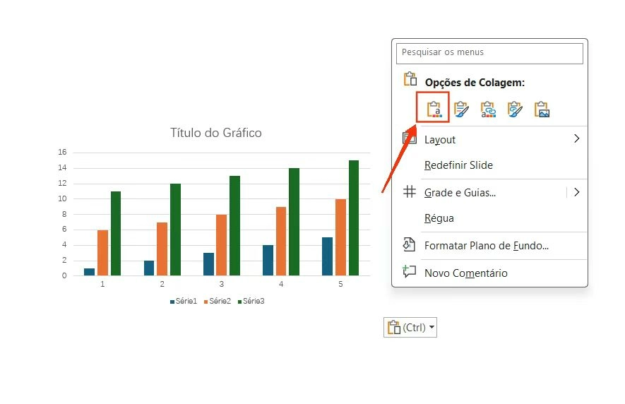 Cole gráficos do Excel no PowerPoint