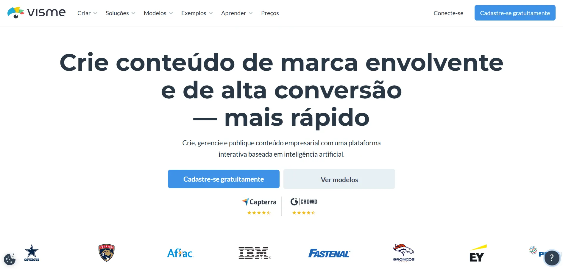 Página Inicial da Ferramenta de Design de Conteúdo de Marca Visme