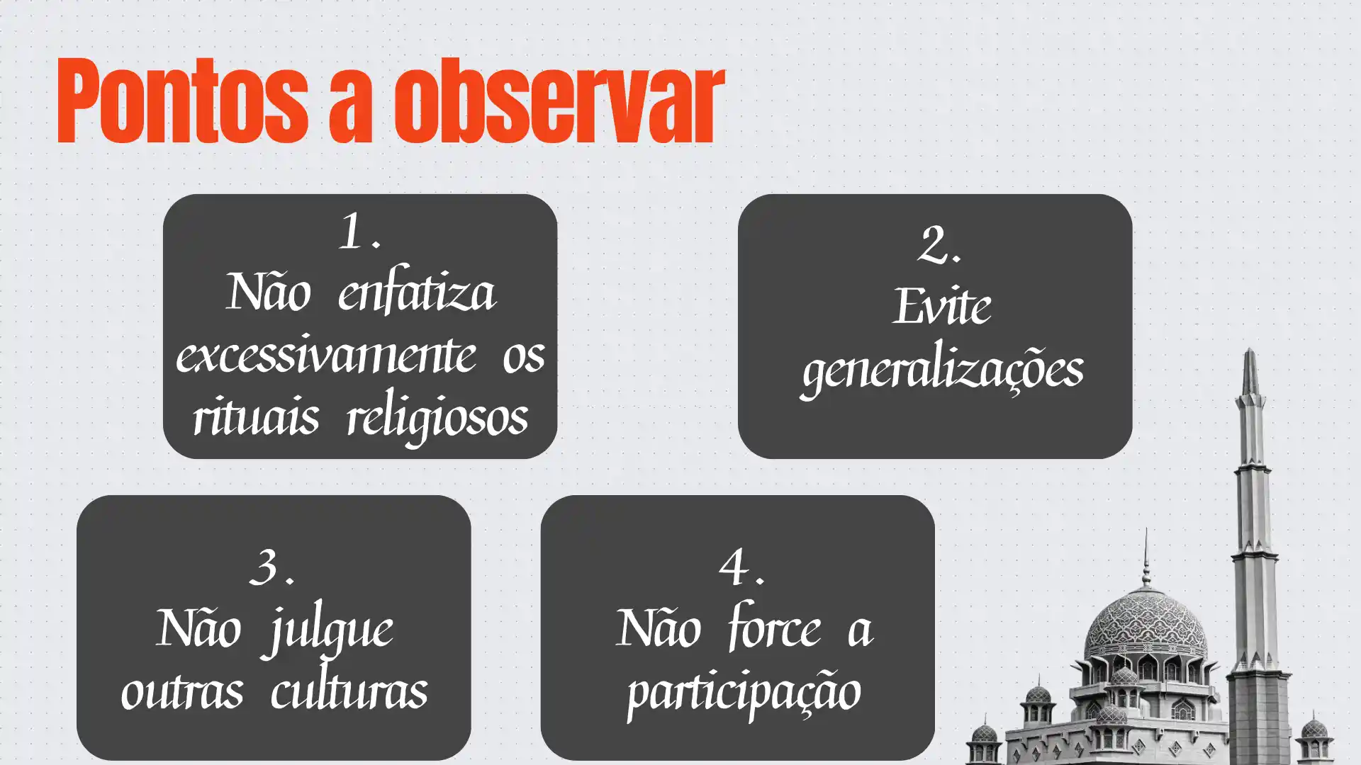 Observações importantes para compartilhar informações culturais sobre o Ramadã