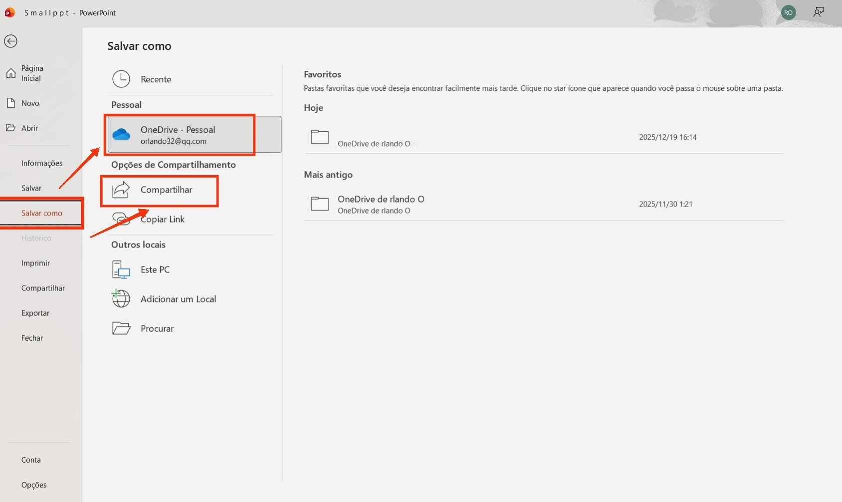 Como armazenar documentos do PowerPoint na nuvem