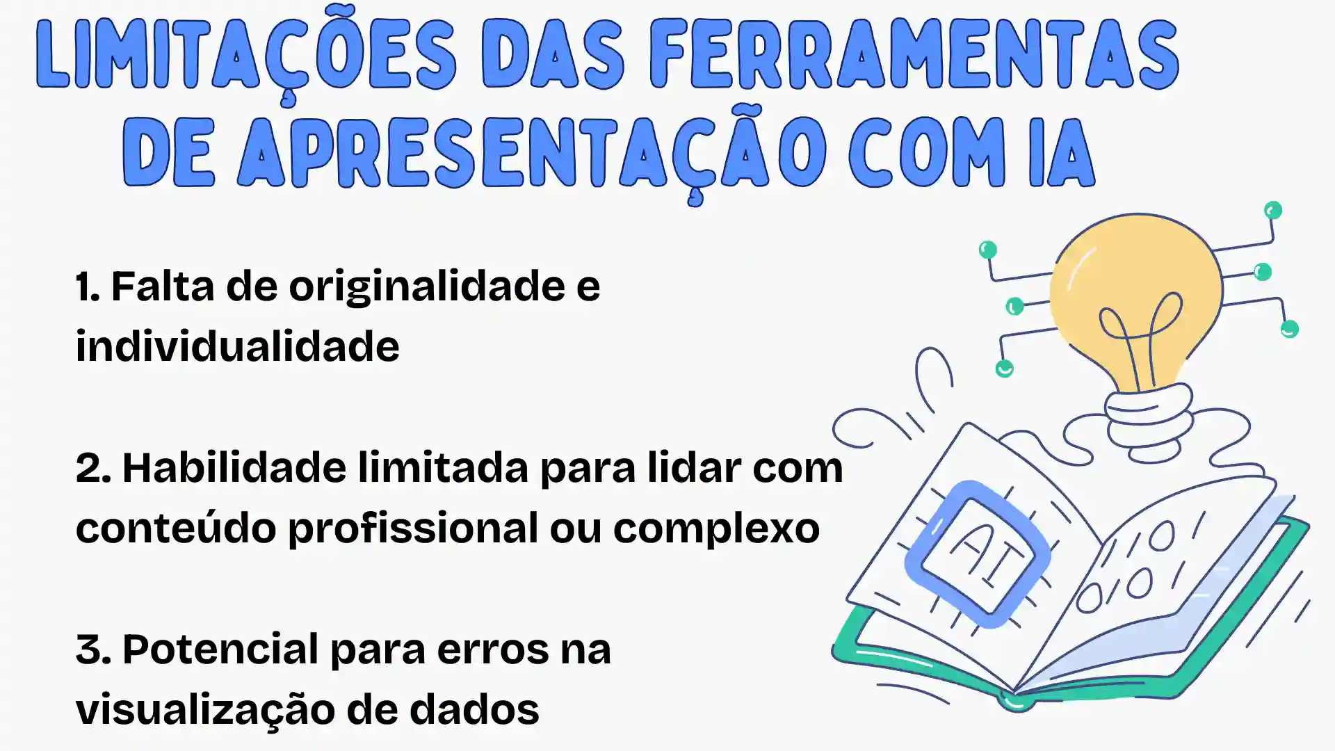 Explique as limitações das ferramentas de apresentação com IA.