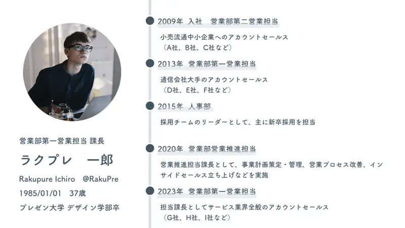 自己紹介スライドのデザイン例1