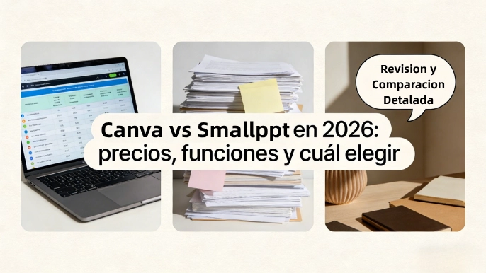 Canva vs Smallppt: comparación completa de funciones, precios y uso en 2026