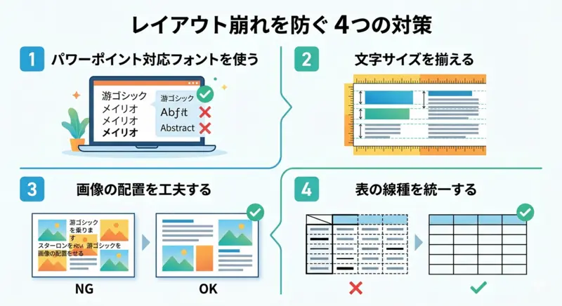 pdfからpptに変換するときにレイアウト崩れを防ぐ4つの対策