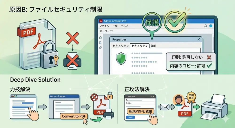 【原因B】ファイルにセキュリティ制限がかかっている 視覚的画像