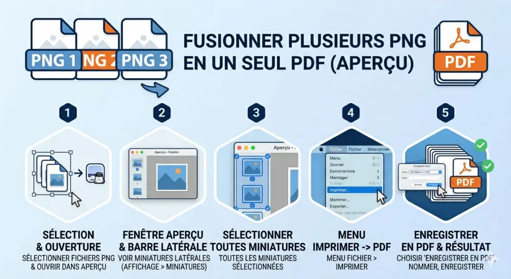 Fusionner plusieurs PNG en un seul PDF sur Mac