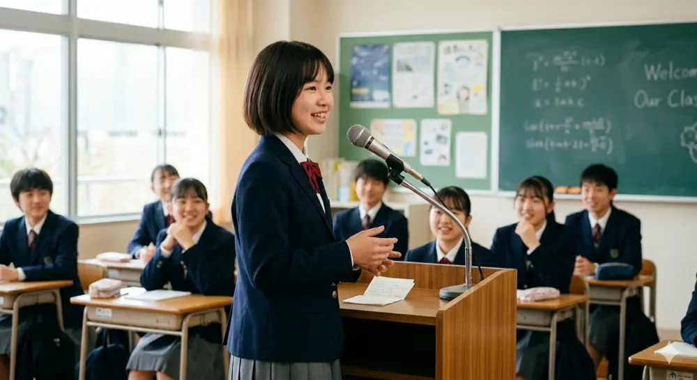英語自己紹介の例文（中学生向け）視覚的画像