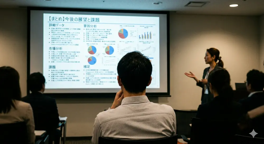 避けるべきパワポの締め方3つ  視覚的画像