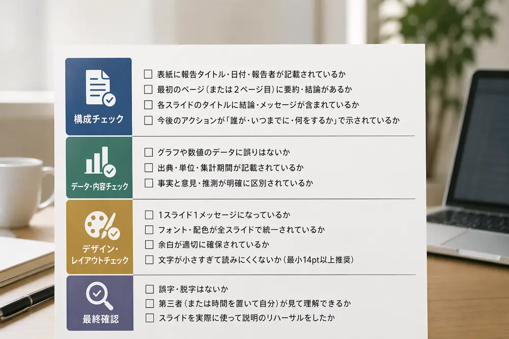 報告書パワポ作成時のチェックリスト