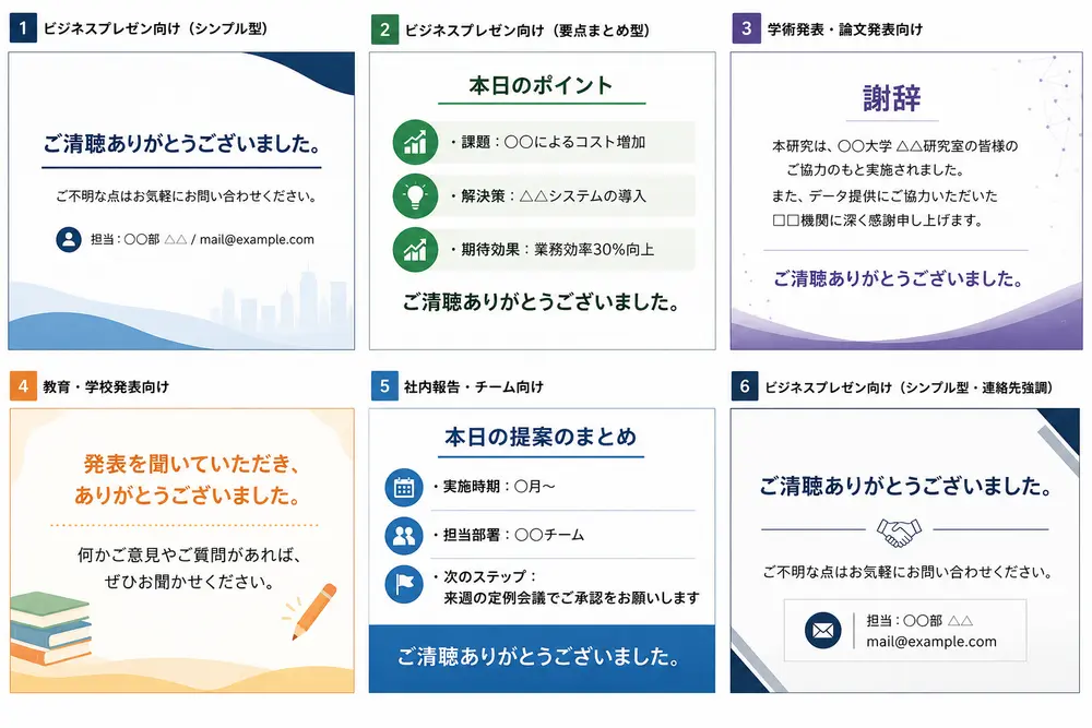 謝辞スライドの書き方・文例(シーン別)の視覚的画像