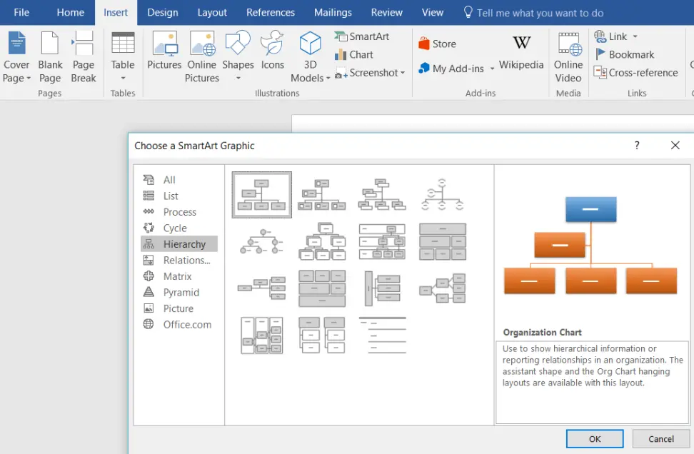 Cómo hacer un organigrama en Word con SmartArt