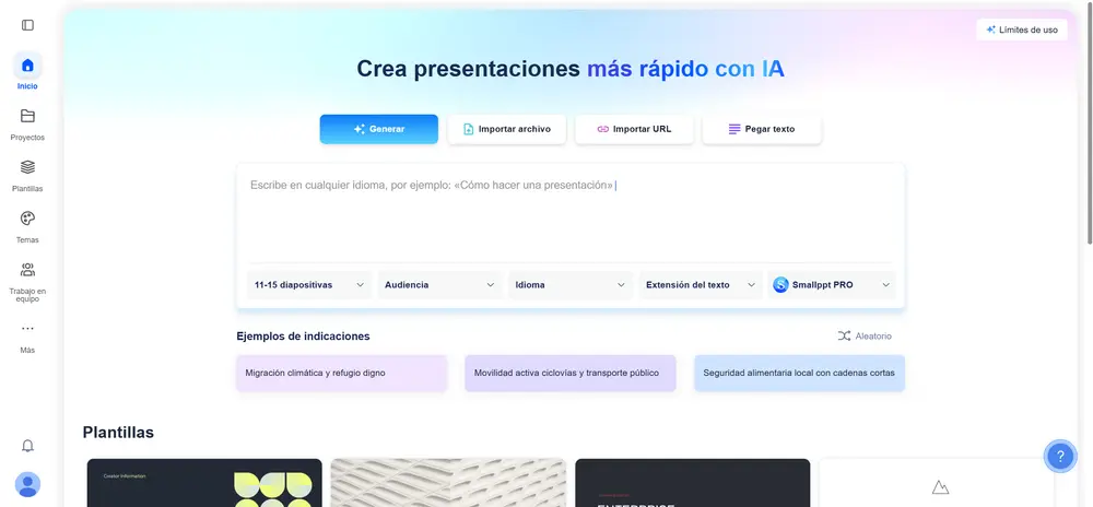 dashboard-smallppt-spanish-ai-slides-gnerator