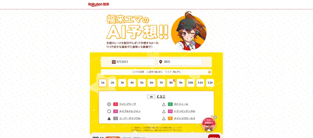 楽天競馬「福来エマのAI予想」