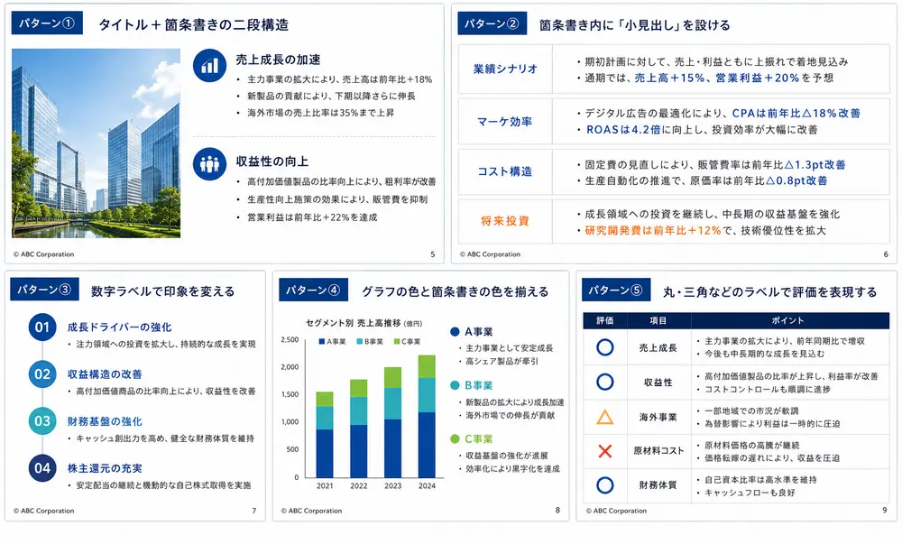 パワポ箇条書きデザインの実例