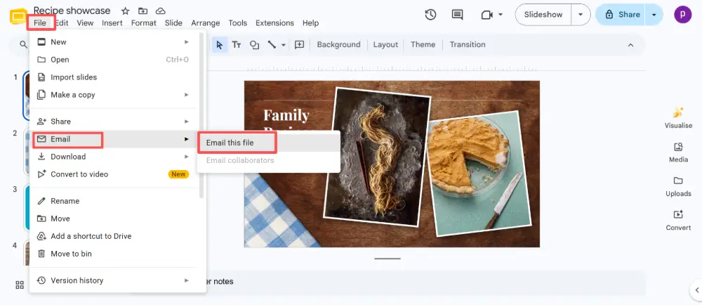 Click File → Email as attachment.