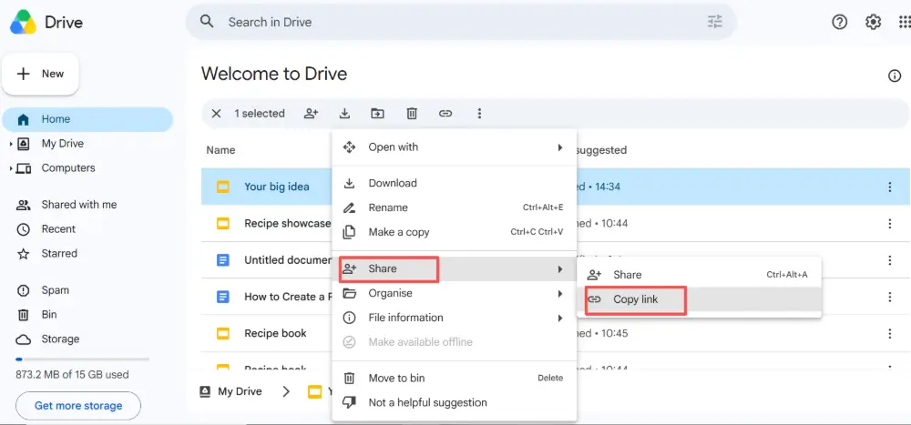 Google Drive (share as a link)