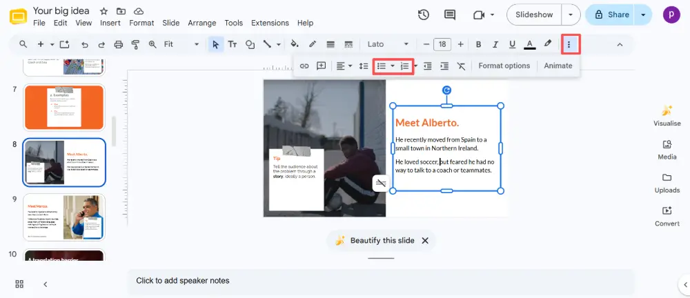 How to Add Bullet Points and Numbered Lists in Google Slides