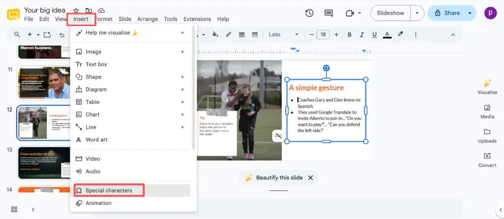 Use custom symbols or emojis as bullets