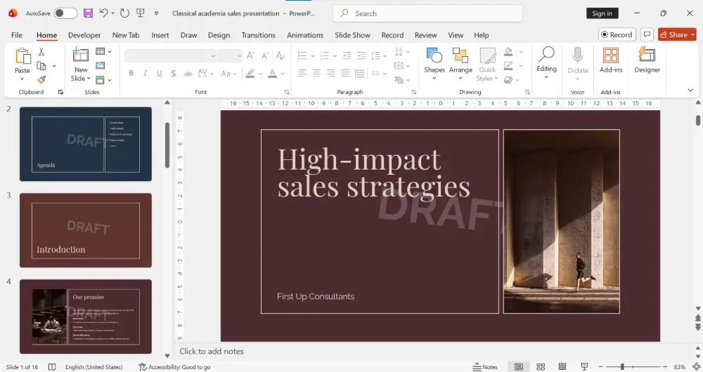 The watermark now appears on every slide that uses this master layout.