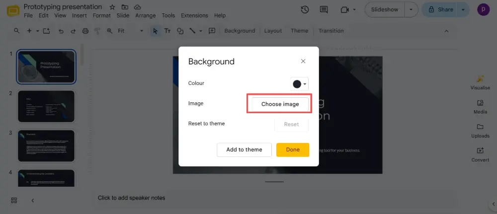 Choose image → upload the page image.